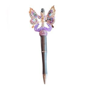 Purple Bouncing Butterfly Beaded Pen